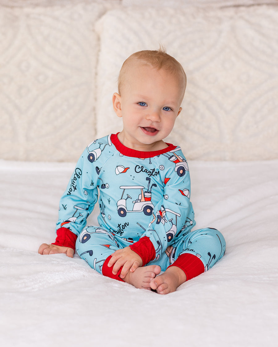 Golf Kid Personalized Pajamas for Boys - Golfing Theme PJs, Soft Knit Outfit