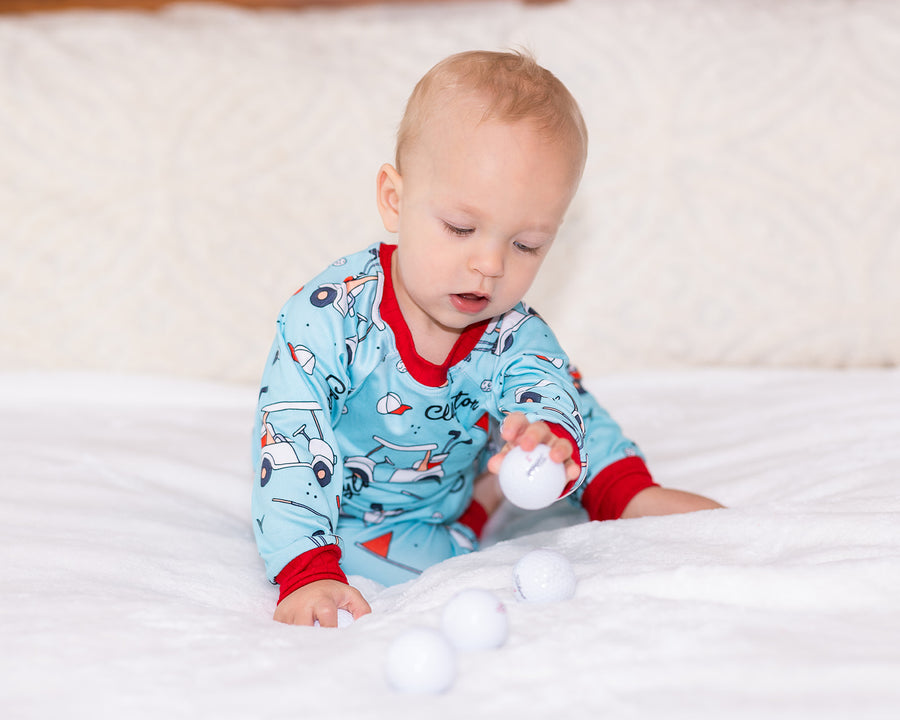 Golf Kid Personalized Pajamas for Boys - Golfing Theme PJs, Soft Knit Outfit