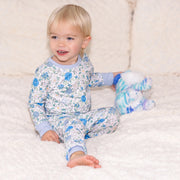 Blue English Floral Personalized Pajamas for Girls - Soft, Comfy Baby PJs