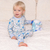 Blue English Floral Personalized Pajamas for Girls - Soft, Comfy Baby PJs