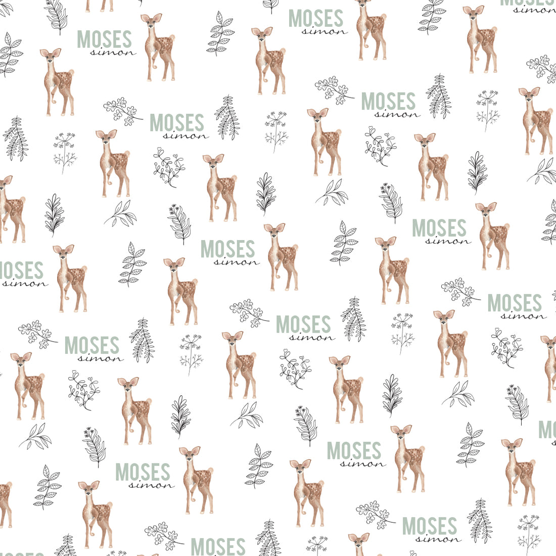 Moses Deer Personalized Pajamas for Boys - Forest Deer Print (3 months to kids 14)