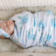 Hydrangeas Personalized Keepsake Blanket, Light Blue Floral Satin Bound Baby Blankie for Girls, Heirloom Gift