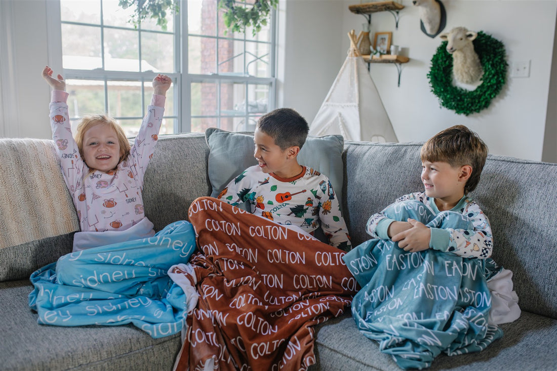 Football Pajamas For Boy and Girl Pink and Blue Personalized Football PJ's
