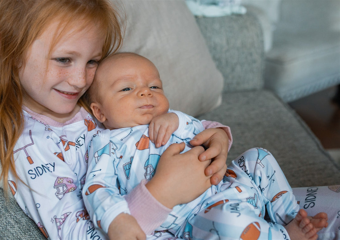 Football Pajamas For Boy and Girl Pink and Blue Personalized Football PJ's