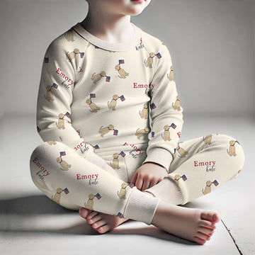 Patriotic Puppy Personalized Boys Pajamas (3 months to kids 14)