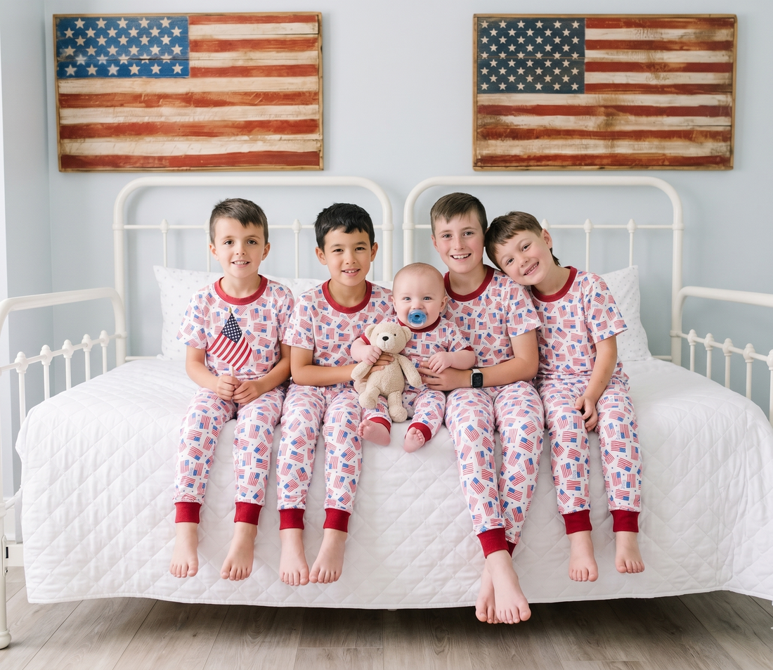 Patriotic Kids Pajamas For Boys and Girls 4th Of July Flag Personalized PJ's