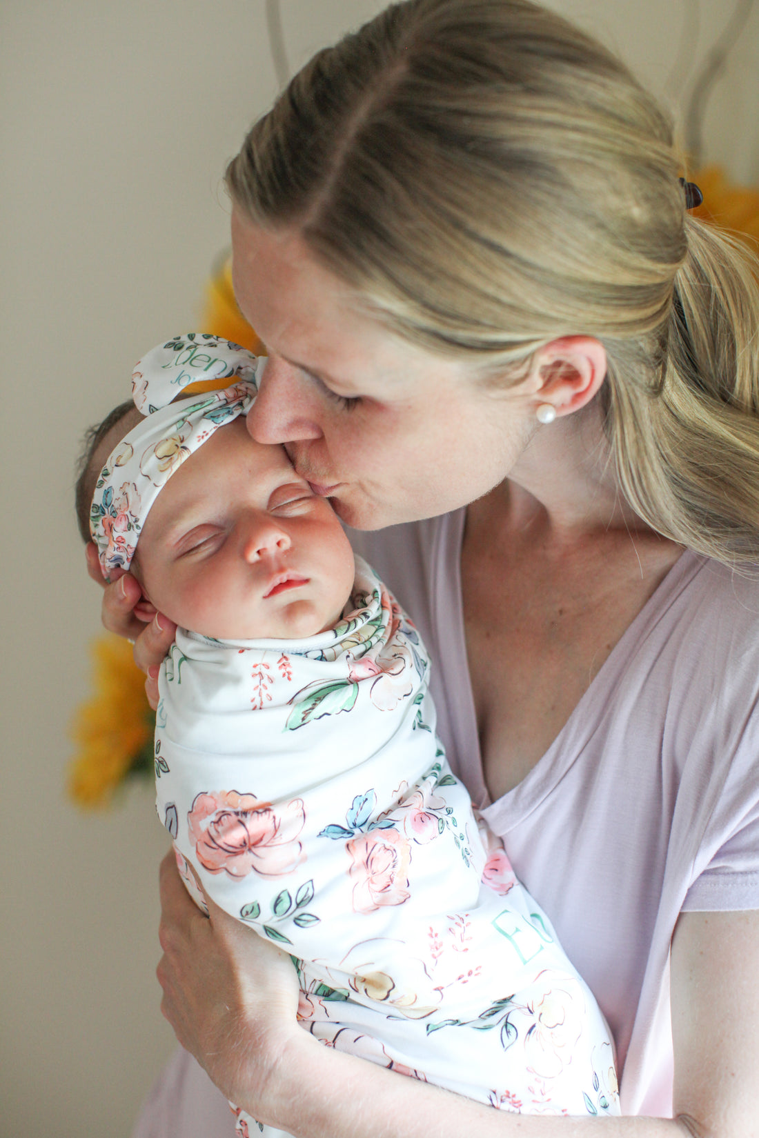 Personalized Baby Blanket – Garden of Eden Floral Baby Receiving Blanket with Satin Trim