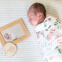 Garden of Eden Baby Girl Personalized Swaddle Blanket