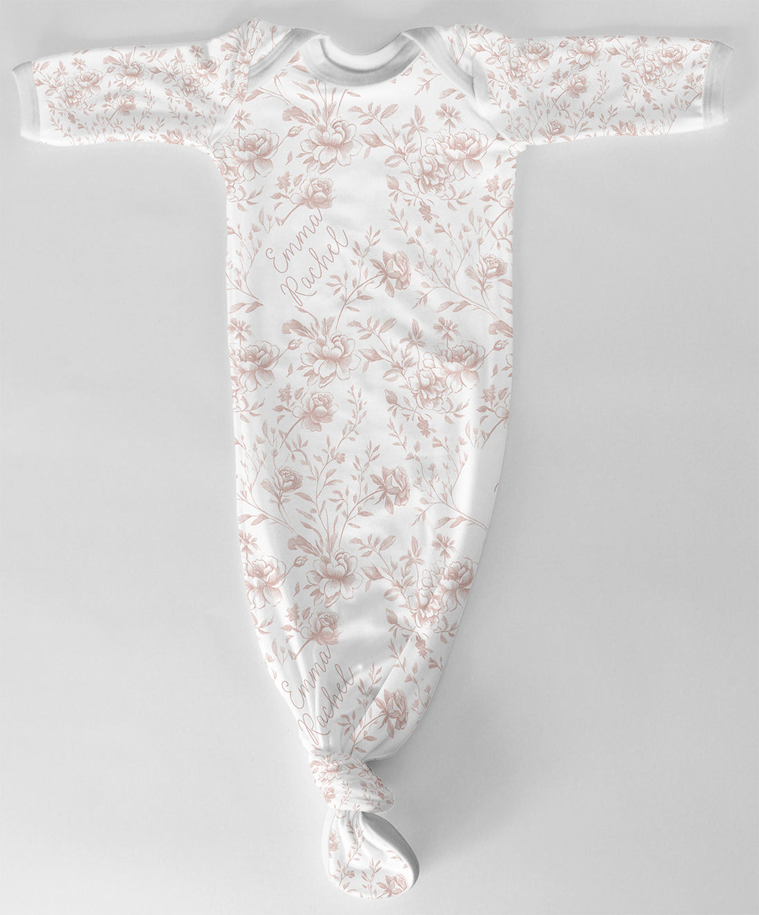 Baby Girl Knotted Gown - Floral Baby Dress Soft Cotton Infant Sleepwear Floral Toile