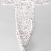 Baby Girl Knotted Gown - Floral Baby Dress Soft Cotton Infant Sleepwear Floral Toile