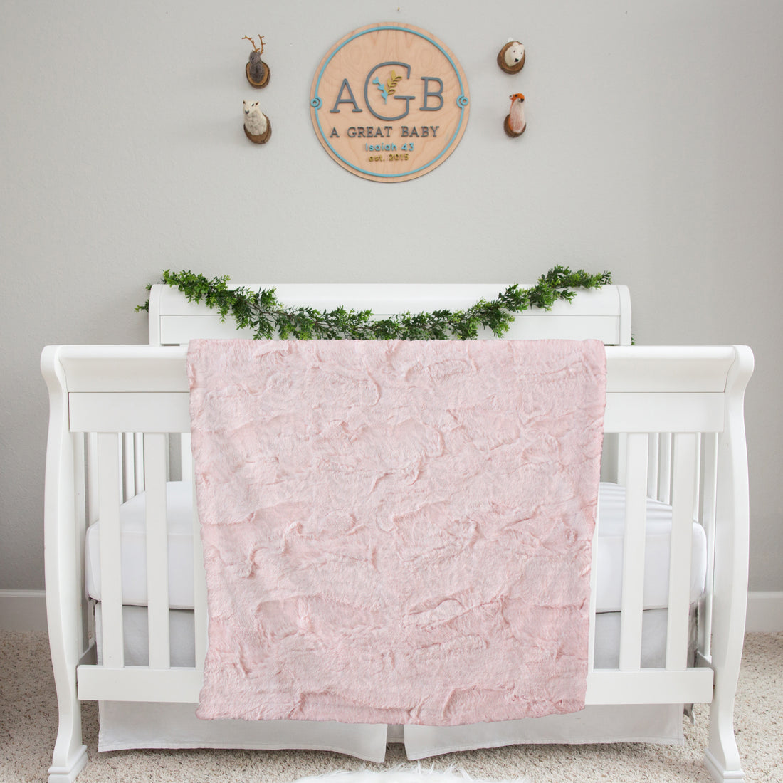 Pink Heirloom Bows Minky Personalized Baby Deluxe Blanket