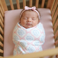 Pink Heirloom Bows Stretchy Swaddle Blanket