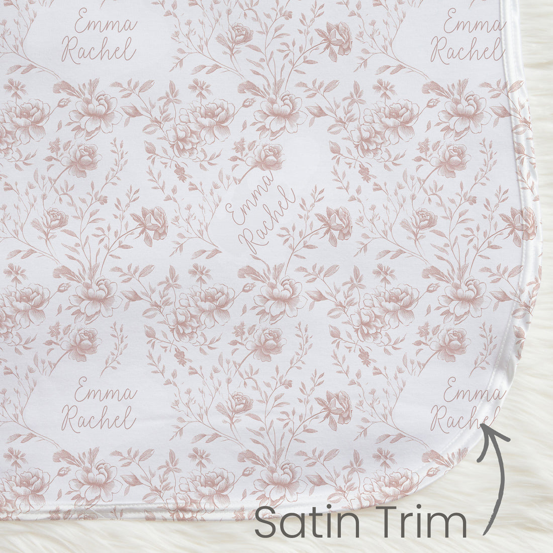 Baby Girl Blanket - Floral Toile Design Plush Keepsake Double-Sided Nursery Blanket