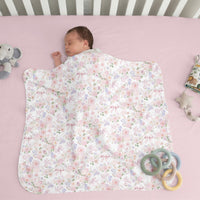 Personalized Baby Blanket – Pink Floral Baby Receiving Blanket With Satin Trim Edges Pretty In Pink