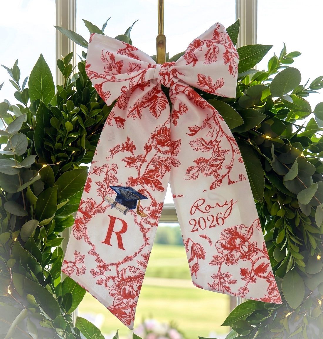 Personalized Graduation Wreath Sash Bow – Custom School Colors Class of 2026