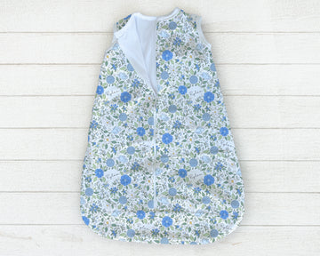 Blue Floral Personalized Baby Sleep Sack, Ultra Soft