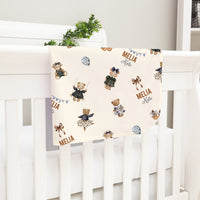 Teddy Bear Blankie - Personalized Baby Keepsake Blanket with Satin Trim, Soft Plush Comforter