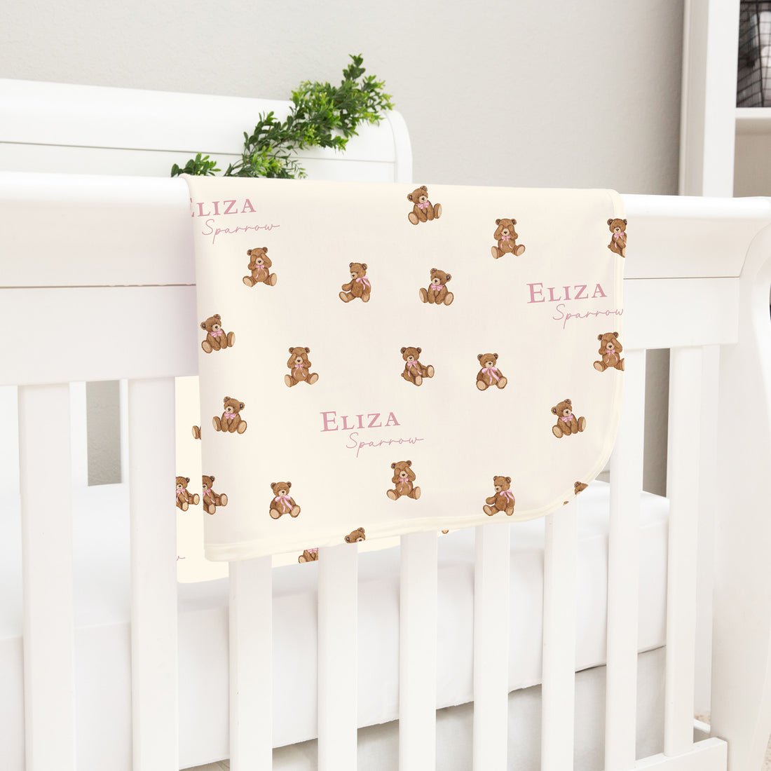 Personalized Baby Blanket – Vintage Teddy Bear Keepsake Satin Trimmed Blankie For Boys Or Girls