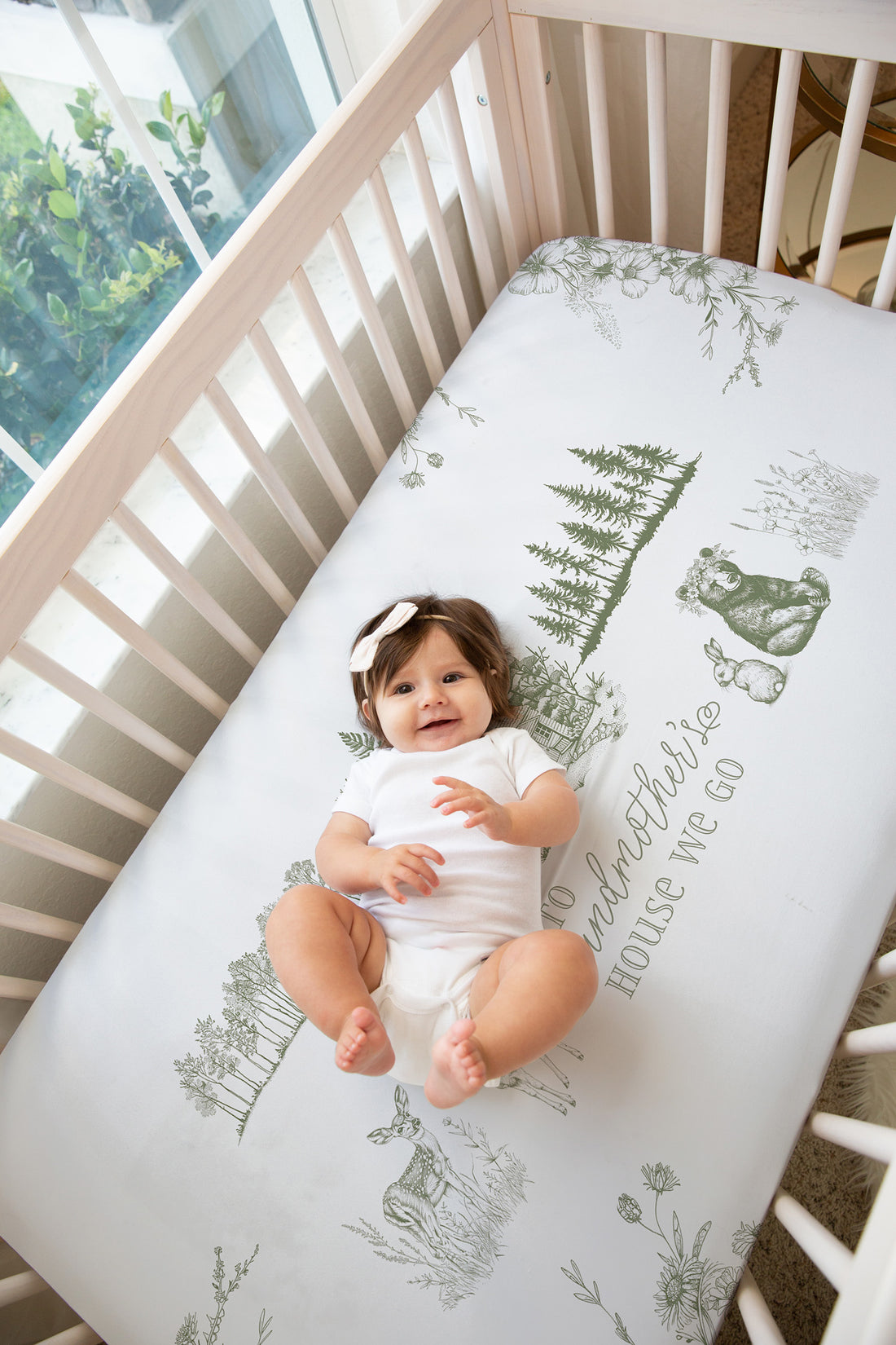 Cottage-Core Crib Sheet – Fitted Baby Sheet with Vintage Woodland Nursery Decor For Grandmother's House