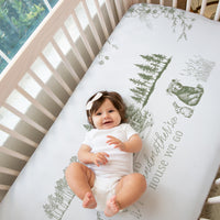 Cottage-Core Crib Sheet – Fitted Baby Sheet with Vintage Woodland Nursery Decor For Grandmother's House