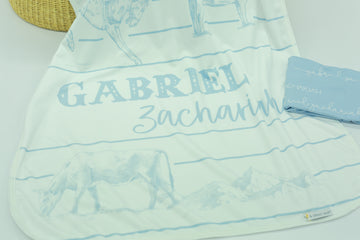 Personalized Western Toile Stroller Blanket for Boys