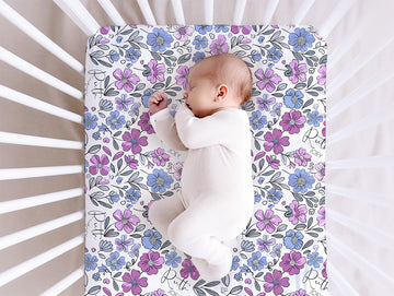 Violet Fields Floral Personalized Crib Sheet