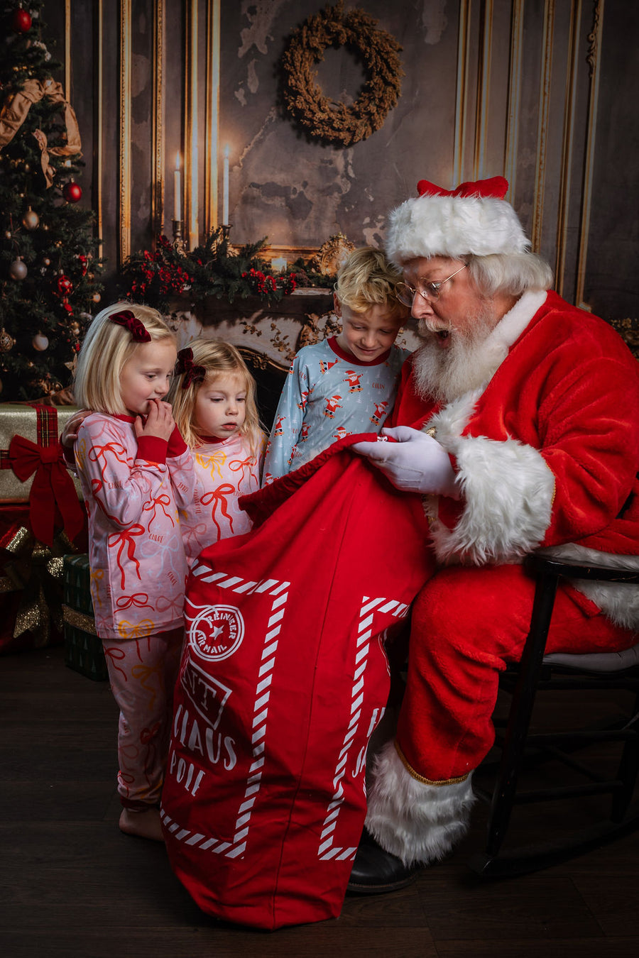 Christmas Bows Girls Holiday Pajamas, Sizes 3m-14