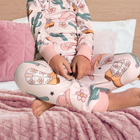 Cowgirl Print Personalized Pajamas for Girls, Soft Knit, Fun Western Theme PJ's