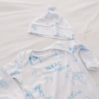 Western Toile Personalized Baby Gown for Boys