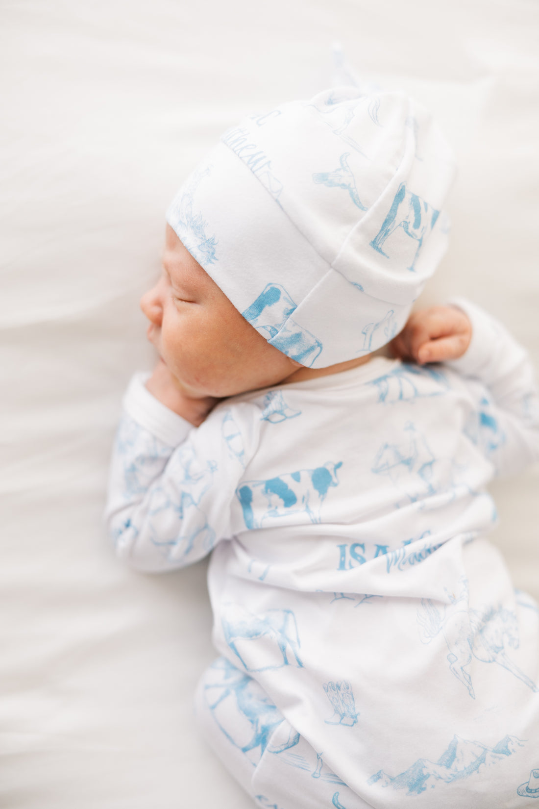 Western Toile Personalized Baby Gown for Boys