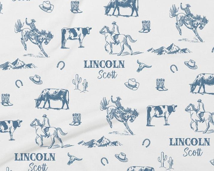 Cowboy Print Personalized Pajamas for Boys, Soft Knit, Fun Western PJ’s Ages 2-14