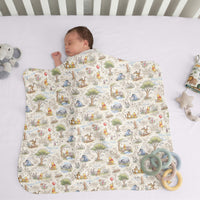Personalized Baby Blanket – Winnie The Pooh Toile Storybook Nursery Blanket With Satin Trim