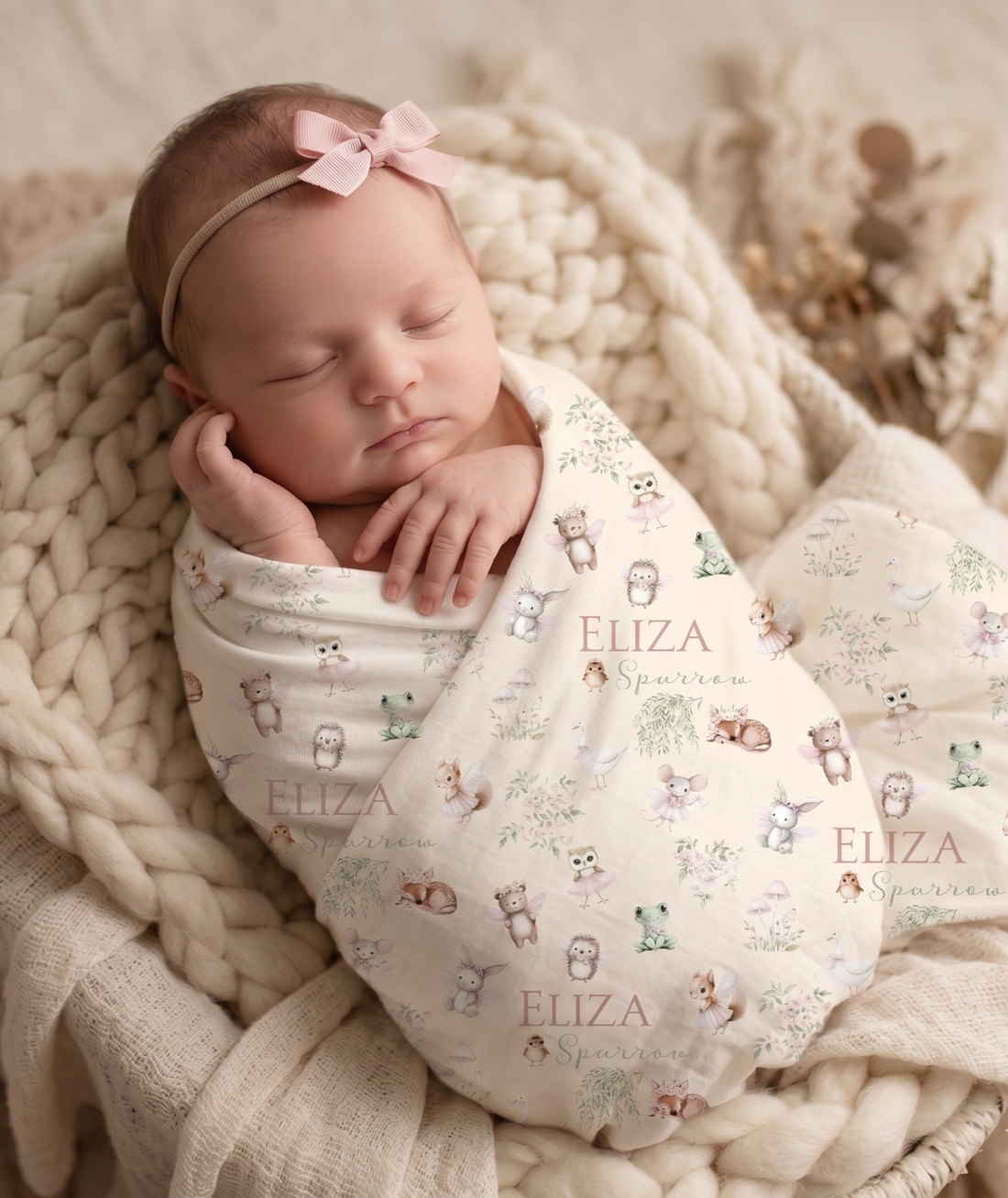Best Baby Girl Gift – Personalized Woodland Fairy Baby Girl Swaddle Blanket