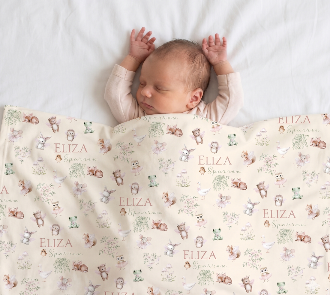 Best Baby Girl Gift – Personalized Woodland Fairy Baby Deluxe Minky and Fur Blanket