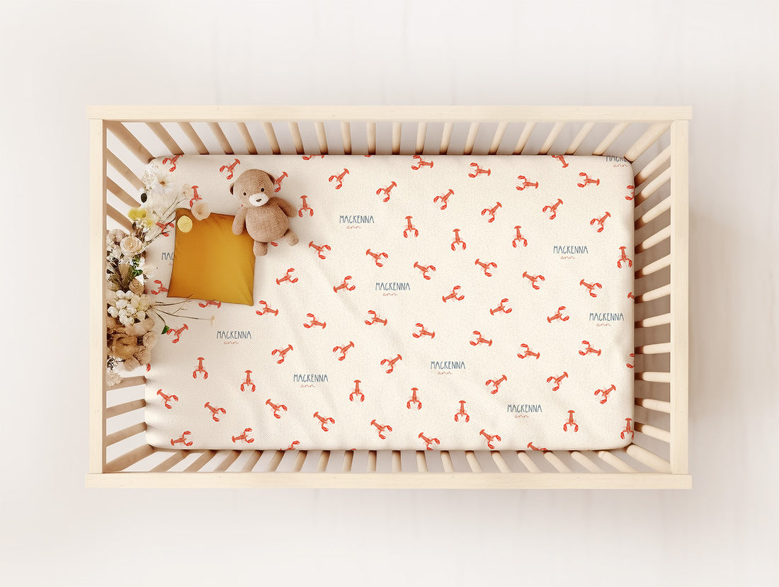 Little Lobster Personalized Baby Crib Sheet