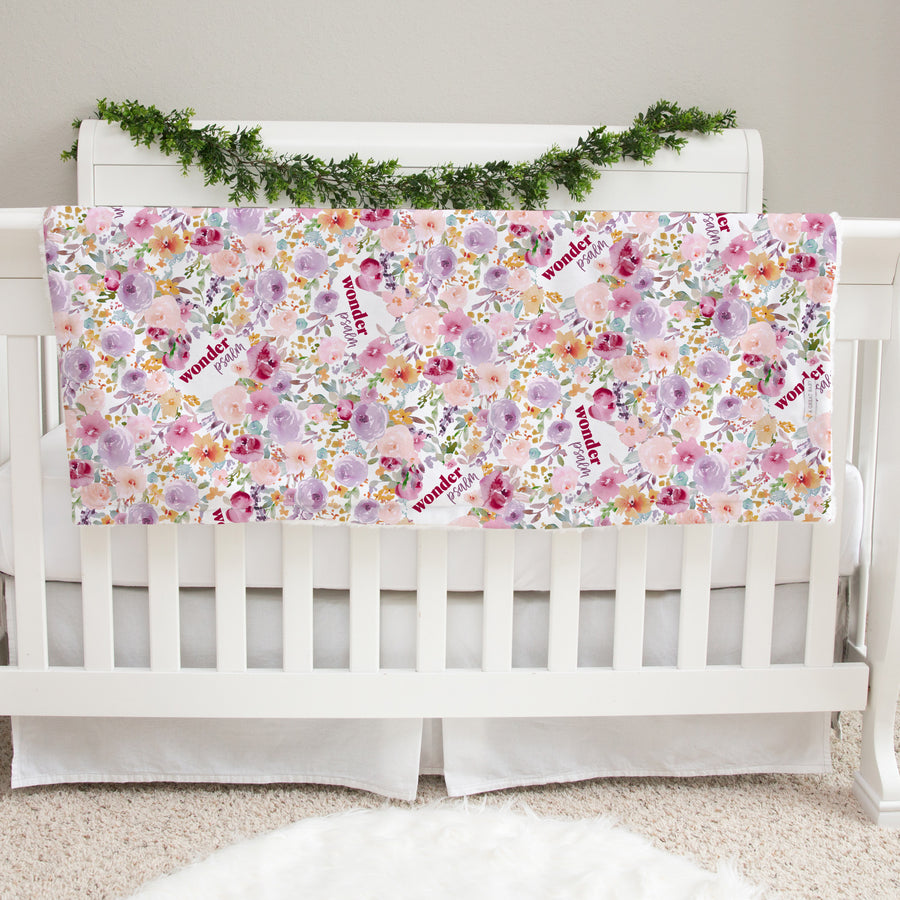 Amelia's Pink Floral Minky Deluxe Throw