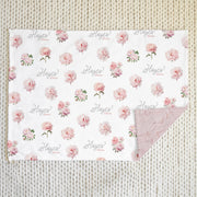 Pretty Peony Minky Baby Deluxe Blanket - Soft Pink Floral Print, Plush