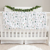 Soft and plush minky and fur baby blanket with a white background, luxurious green fur, adorned with a golf-themed print, and personalized custom details
