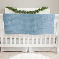 Blue English Floral Personalized Minky Baby Deluxe Blanket for Girls