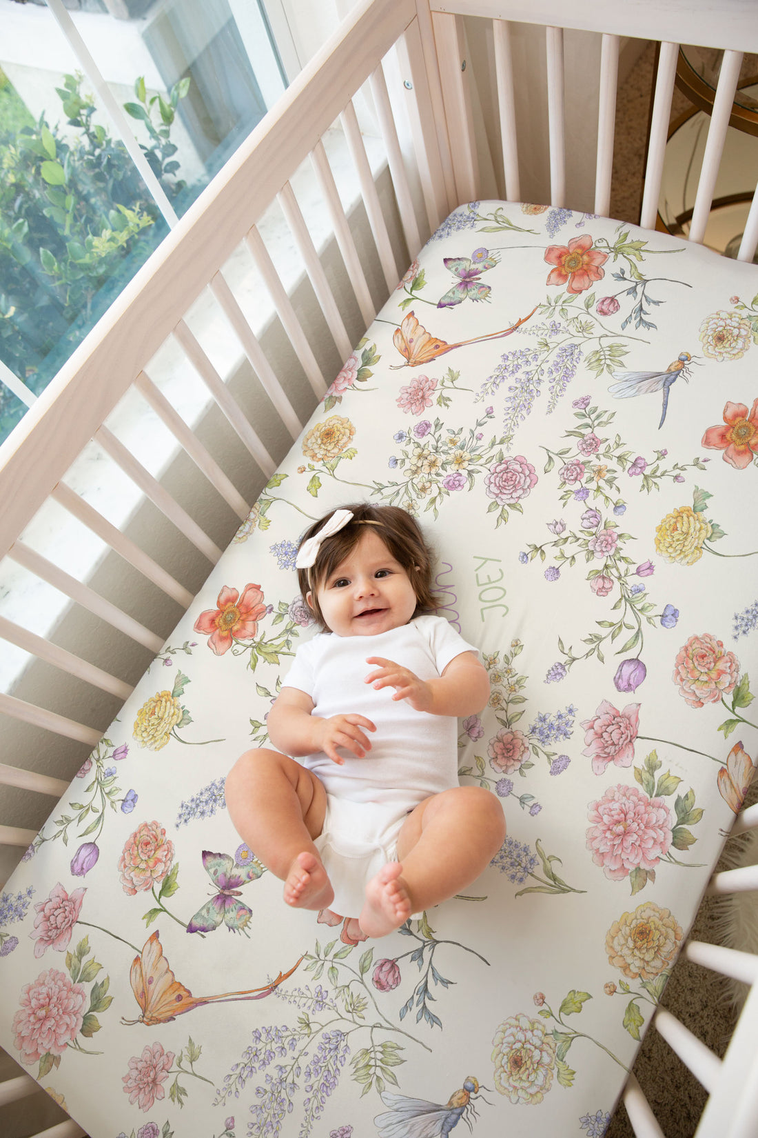 Bailey Spring Floral Personalized Baby Crib Sheet