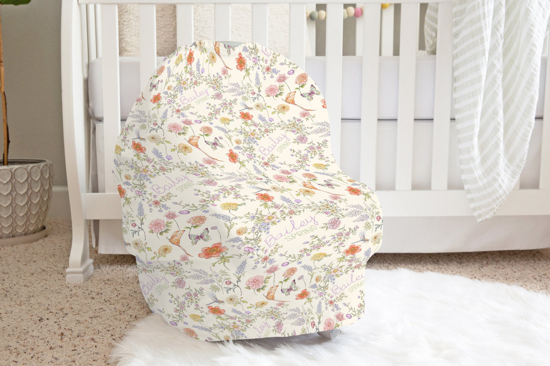 Bailey Spring Floral Car Seat Cover for Baby Girls