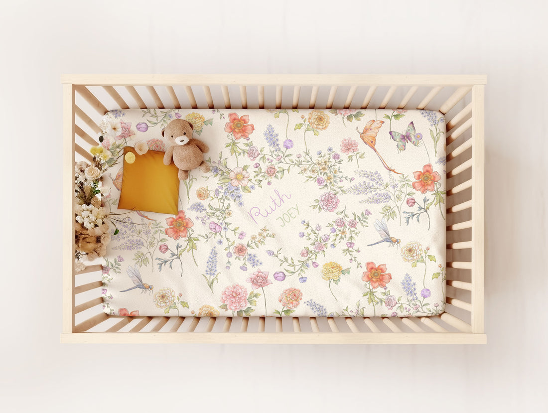 Bailey Spring Floral Personalized Baby Crib Sheet