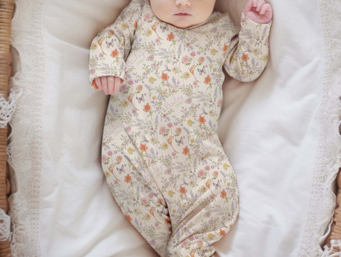 Bailey Spring Baby Gown Personalized Floral Print