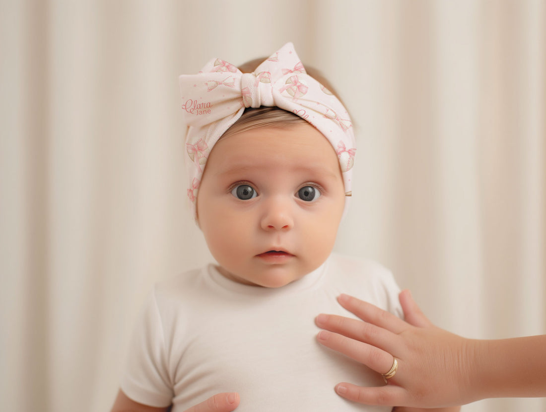 Personalized Pink Baseballs & Bows Baby Girl Gown