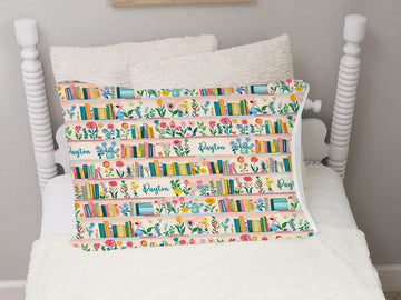 Book Lover Print Personalized Pillowcase, Soft Minky, Perfect Gift for Girls