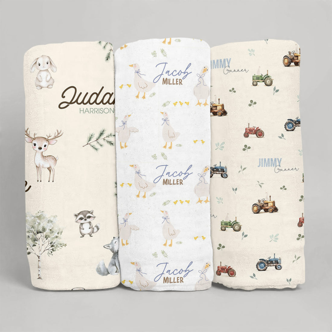 Farm Boy Sleep Saver Swaddle 3-Pack, Personalized Stretch Knit Set