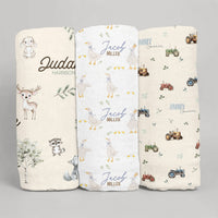 Farm Boy Sleep Saver Swaddle 3-Pack, Personalized Stretch Knit Set