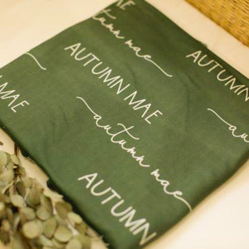 The design on our luxurious Camden olive swaddle blankets.  