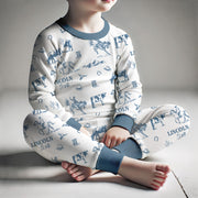 Cowboy Print Personalized Pajamas for Boys, Soft Knit, Fun Western PJ’s Ages 2-14