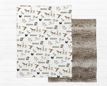 Personalized Duck Hunter Throw Blanket for Boys – Plush Minky Hunting Gift